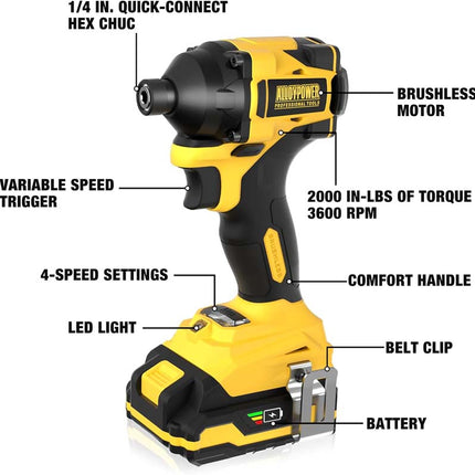 ALLOYPOWER 20V Brushless Impact Drill Set