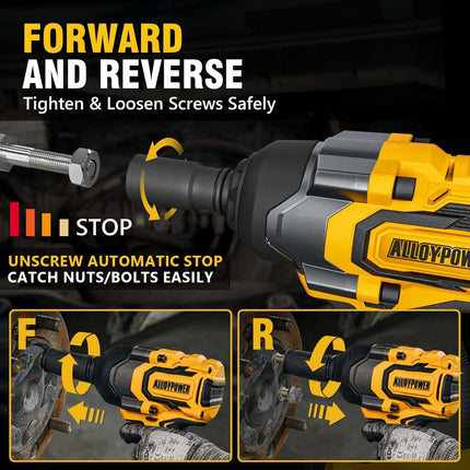 ALLOYPOWER 1/2" Cordless Brushless Impact Wrench Kit - 775 Ft-lbs (1050N.m) High Torque