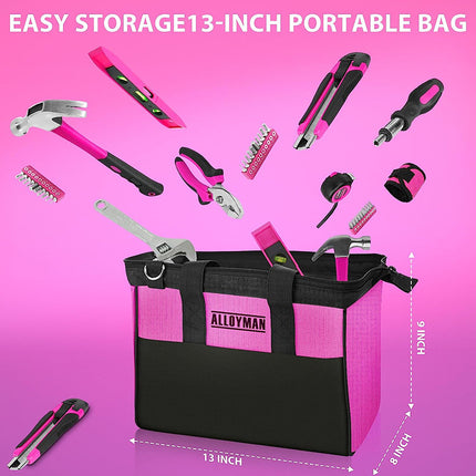 Alloyman 3/8 Inches Pink Drill Set for Women 135 Pcs Cordless Drill Tool Set with 1500Ah Battery and Charger