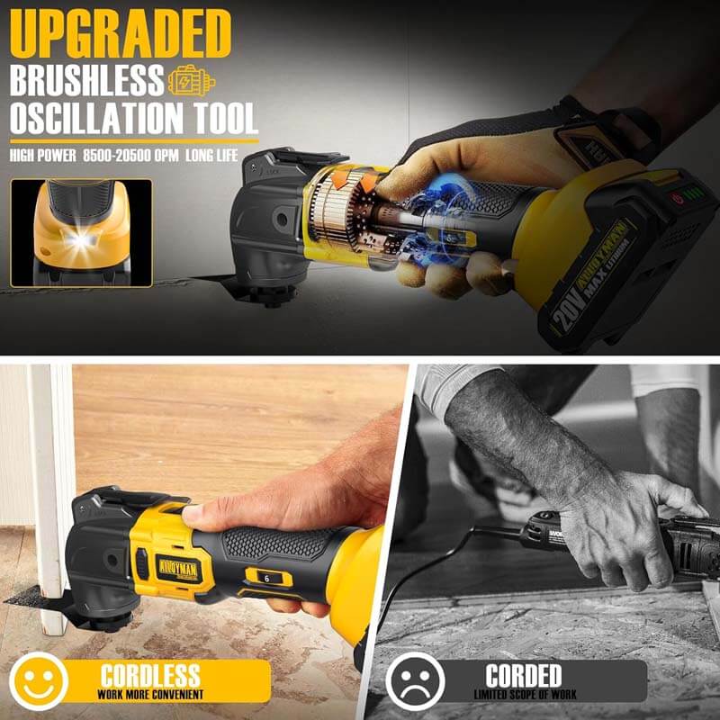 ALLOYMAN 20V Brushless Cordless Oscillating Tool