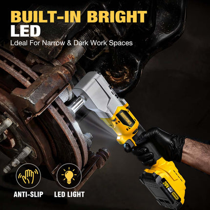 Llave de impacto angular sin escobillas ALLOYMAN de 20 V - 280 N.M de alto par con 2 baterías de 2.0 Ah