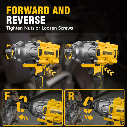 ALLOYPOWER 1/2" Cordless Brushless Impact Wrench Kit - 1475 ft-lbs (2000N.m) High Torque