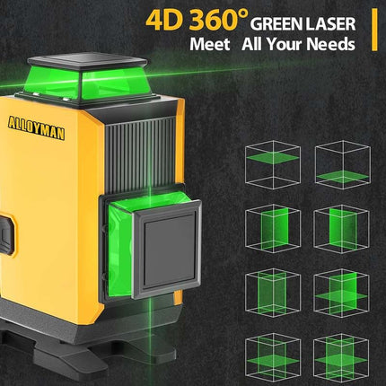 Nivel láser ALLOYMAN de 16 líneas - Láser verde 4 * 360°