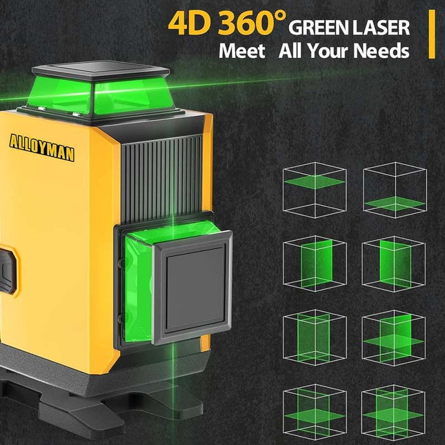 Nivel láser ALLOYMAN de 16 líneas - Láser verde 4 * 360°