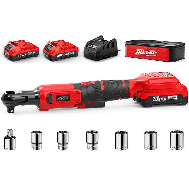 Alloyman 3/8" 20V Cordless Ratchet Wrench Kit - 60 Ft-lbs Torque (80N.m)