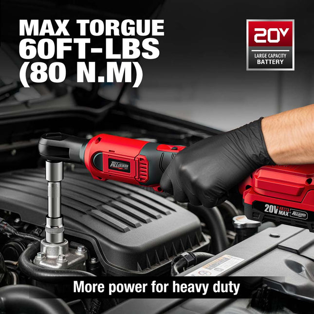 Alloyman 3/8" 20V Cordless Ratchet Wrench Kit - 60 Ft-lbs Torque (80N.m)