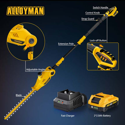 Alloyman 20V MAX Telescoping Pole Hedge Trimmer Kit
