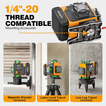 Nivel Láser Verde Alloyman 4x360° - 16 Líneas Autonivelante (Trípode Incluido)