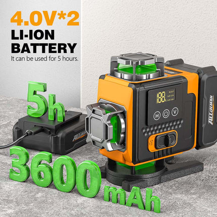 Nivel Láser Verde Alloyman 4x360° - 16 Líneas Autonivelante (Trípode Incluido)