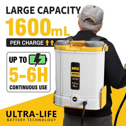 Alloyman Battery Powered Backpack Sprayer 4.2Gallon, 45-90PSI Adjustable Pressure