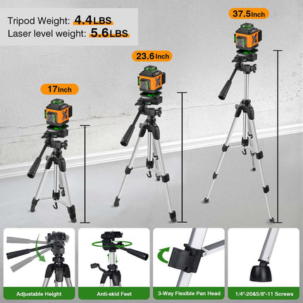 Alloyman 16 Lines 360° Green Laser Level Kit - Self-Leveling (Incl. Tripod)
