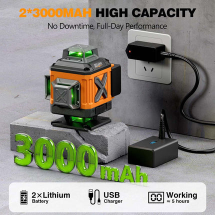 Alloyman 16 Lines 360° Green Laser Level Kit - Self-Leveling (Incl. Tripod)