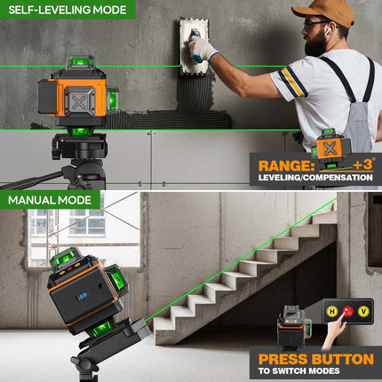 Alloyman 16 Lines 360° Green Laser Level Kit - Self-Leveling (Incl. Tripod)