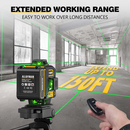 Kit de nivel láser verde Alloyman 4x360° con trípode