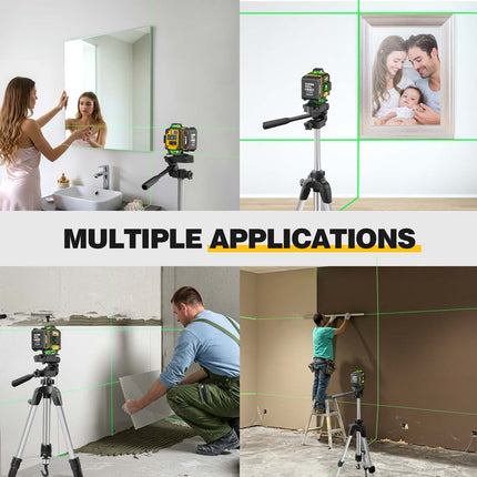 Kit de nivel láser verde Alloyman 4x360° con trípode