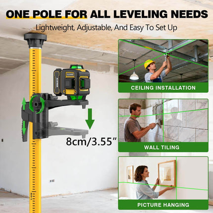 Alloyman 4x360° Green Laser Level - Incl. 12ft Pole & Tripod