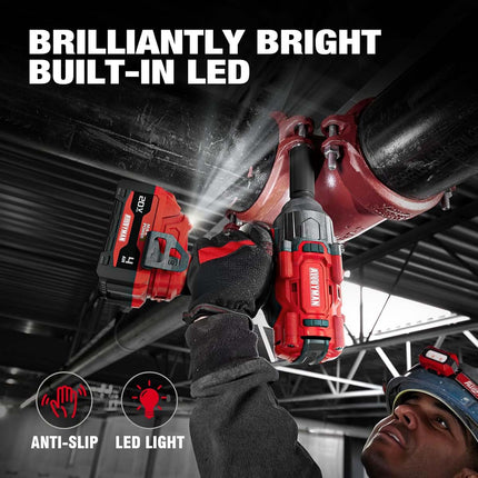Alloyman 1/2" Cordless Brushless Impact Wrench Kit - 1475 ft-lbs(2000N.m) High Torque - Red Kit
