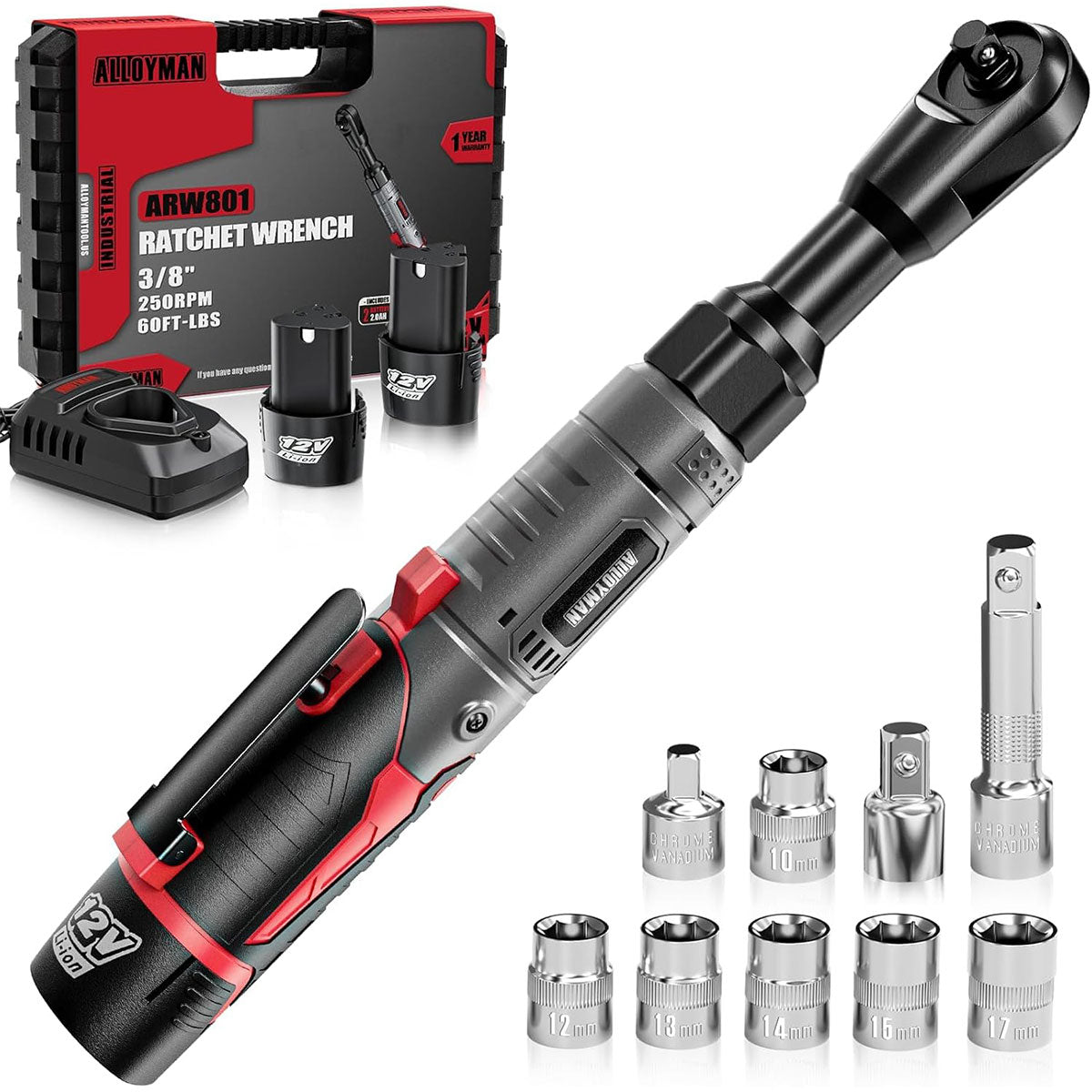 Kit de llave de carraca inalámbrica extendida Alloypower de 3/8
