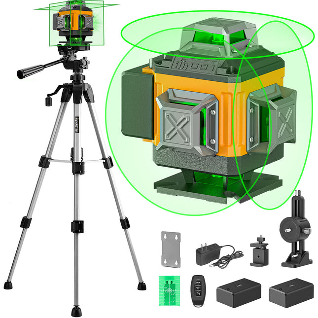 Alloyman 16 Lines 360° Green Laser Level Kit - Self-Leveling (Incl. Tripod)