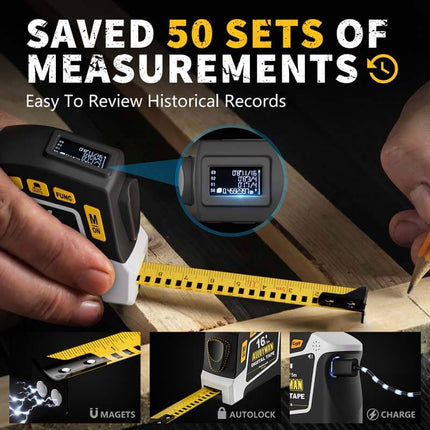 Alloyman 2-in-1 16Ft Digital Tape Measure - App Sync