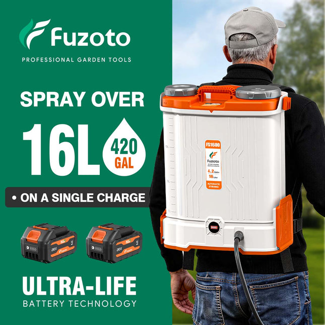 Pulverizador de mochila a batería de 4.2 galones, presión ajustable de 45-90 PSI