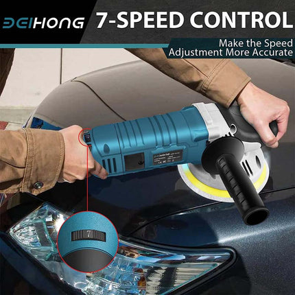 Pulidora y abrillantadora de coches Bei &amp; Hong de 7 velocidades variables (2800-5300 RPM), pulidora de 1600 W y 6 pulgadas con mango desmontable 