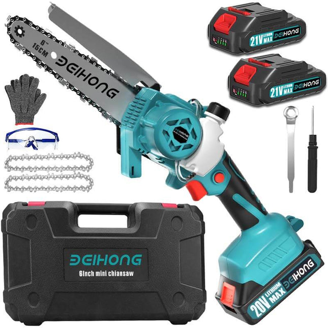 Mini motosierra inalámbrica Bei &amp; Hong de 6 pulgadas con motor sin escobillas mejorado y sistema de lubricación por aceite