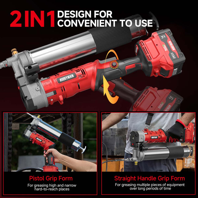 ALLOYMAN 2-in-1 Cordless Grease Gun Kit, 12,000 PSI, 2 × 4.0Ah Batteries