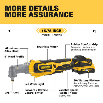 20V Cordless Right Angle Impact Wrench,3/8'',89 ft-lbs(120N.M)