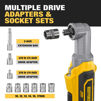 20V Cordless Right Angle Impact Wrench,3/8'',89 ft-lbs(120N.M)