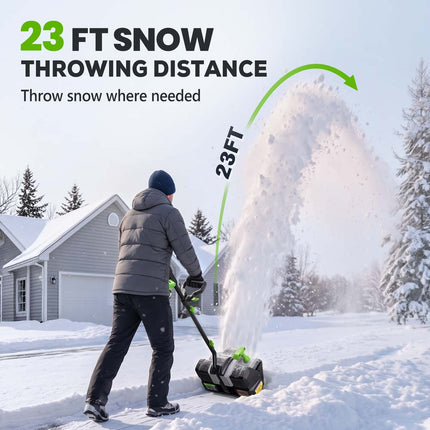 MITLEX 40V Brushless Cordless Snow Shovel, 14-Inch with 2 Batteries & LED Light