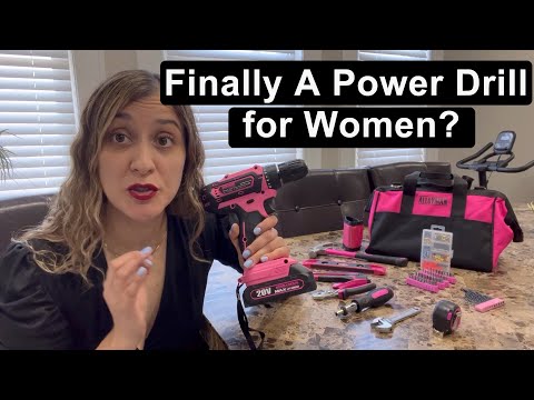 Alloyman 3/8 Inches Pink Drill Set for Women 135 Pcs Cordless Drill Tool Set with 1500Ah Battery and Charger