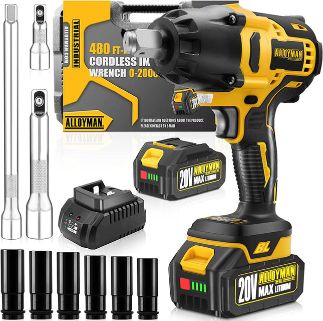 Alloyman 1/2" Cordless Impact Wrench Kit - 650N.M